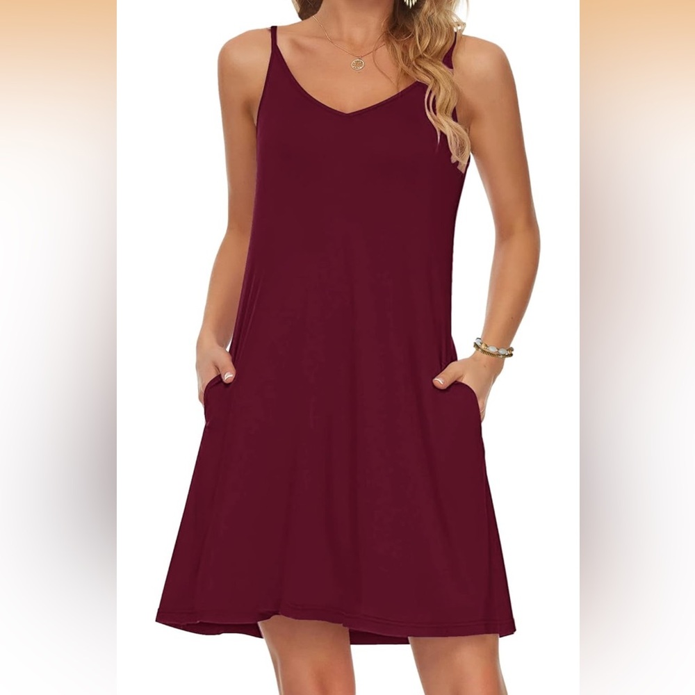 Wine Red Spaghetti Strap Dress